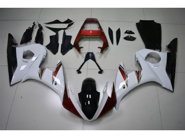 2003-2005 Gloss White & Red Accents Yamaha R6 Fairings